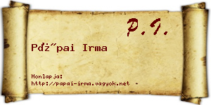 Pápai Irma névjegykártya